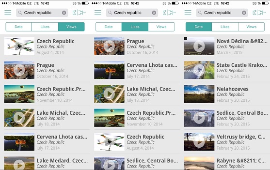 Vyhledávání hesla "Czech republic" v aplikaci Dronestagram | Zdroj: aplikace