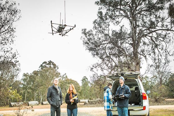 Dron Falcon 8 od Ascending Technologies a tým okolo Debbie Sounders | Zdroj: Stuart Hay/Australian National University