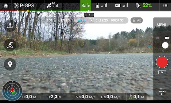 Screenshot aplikace DJI GO ze zařízení Galaxy Core Prime | Zdroj: droncentrum